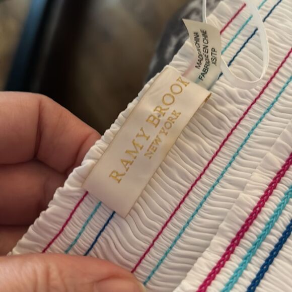 Ramy Brook White Off-Shoulder Top with Multicolor Stripes - Picture 5 of 12